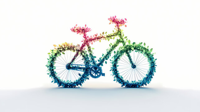 Bicycle low poly 3d icon on transparent background minimalist design. [Temporal Gardens] | Timeglass Plants | transparent cycle. Illustration