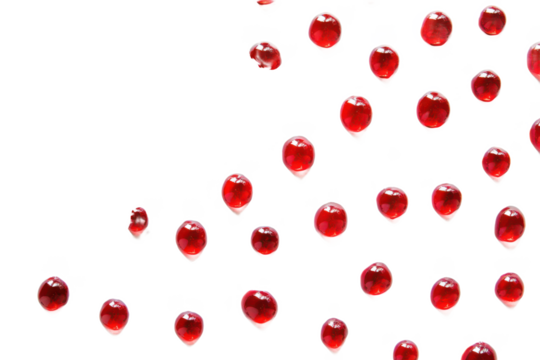 A mosaic of red spheres against a gray background with a large black area on the left side of the image