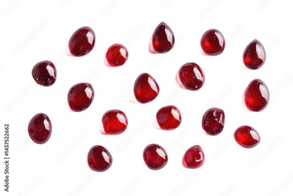 Poster a mosaic of pomegranate seeds with a gray and black background in a grid like arrangement close up v