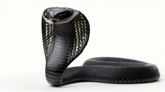 Cobra snake sways and stares at the camera before preparing to strike
