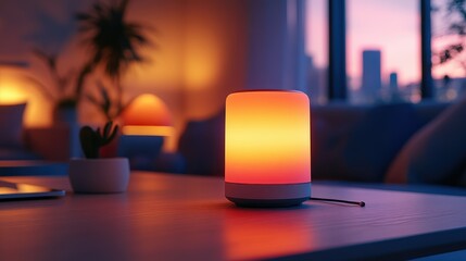 Modern, warm, ambient light in living room