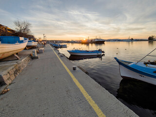 Sunset view of the port of Sozopol, Bulgaria