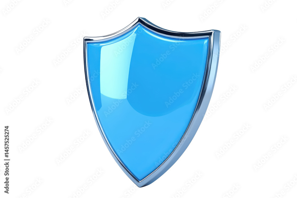 Aufkleber a shiny light blue shield with a glossy surface displayed against a dark background and pixelated ed