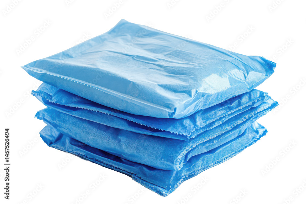Poster a neatly stacked pile of soft blue towels or cloths creating a calming and clean visual aesthetic st