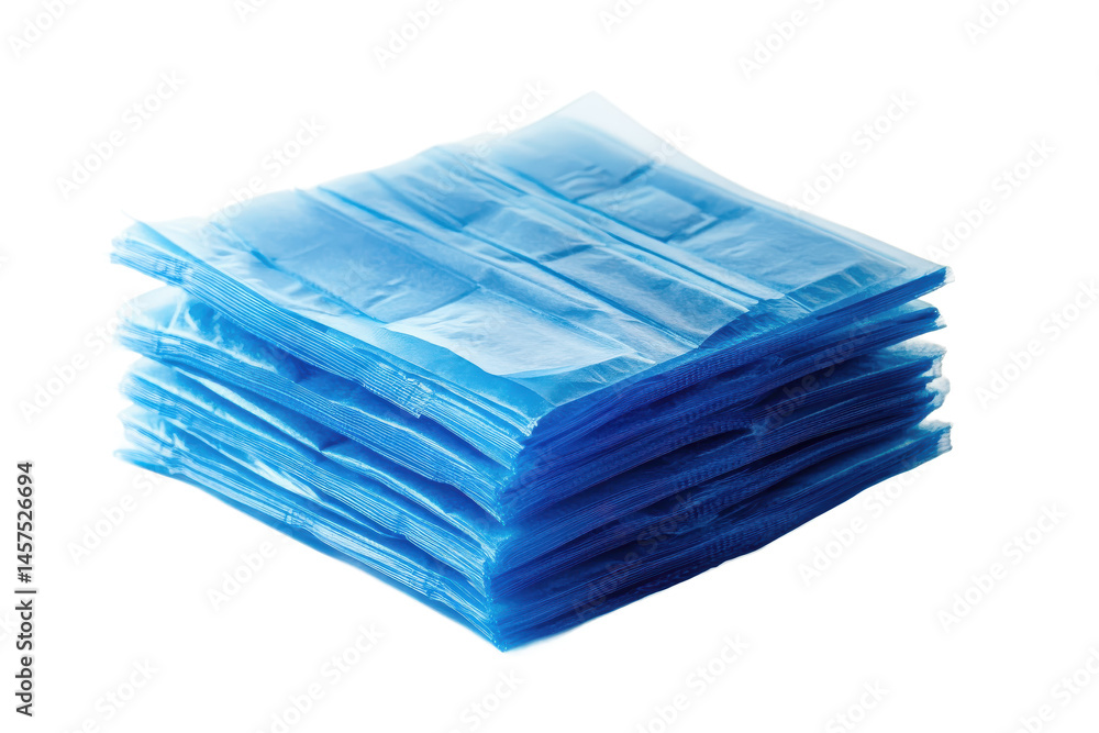 Poster a stack of blue sheets layered on top of each other creating a square shape on a black background