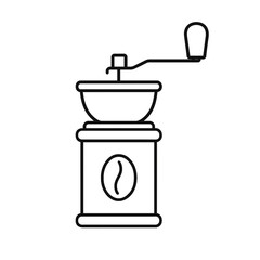 Coffee grinder illustration, minimalistic style, black and white  
