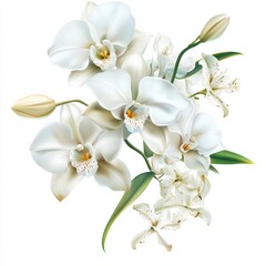 Obraz premium Elegant Orchid Floral Arrangement: Exotic White Flowers for Luxurious Wedding Decor and Botanical Illustration