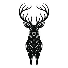 Noble Stag Portrait – Majestic Deer Front View with Stylized Antlers