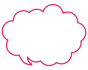 シンプルなカラー線の吹き出し　丸みのある雲形