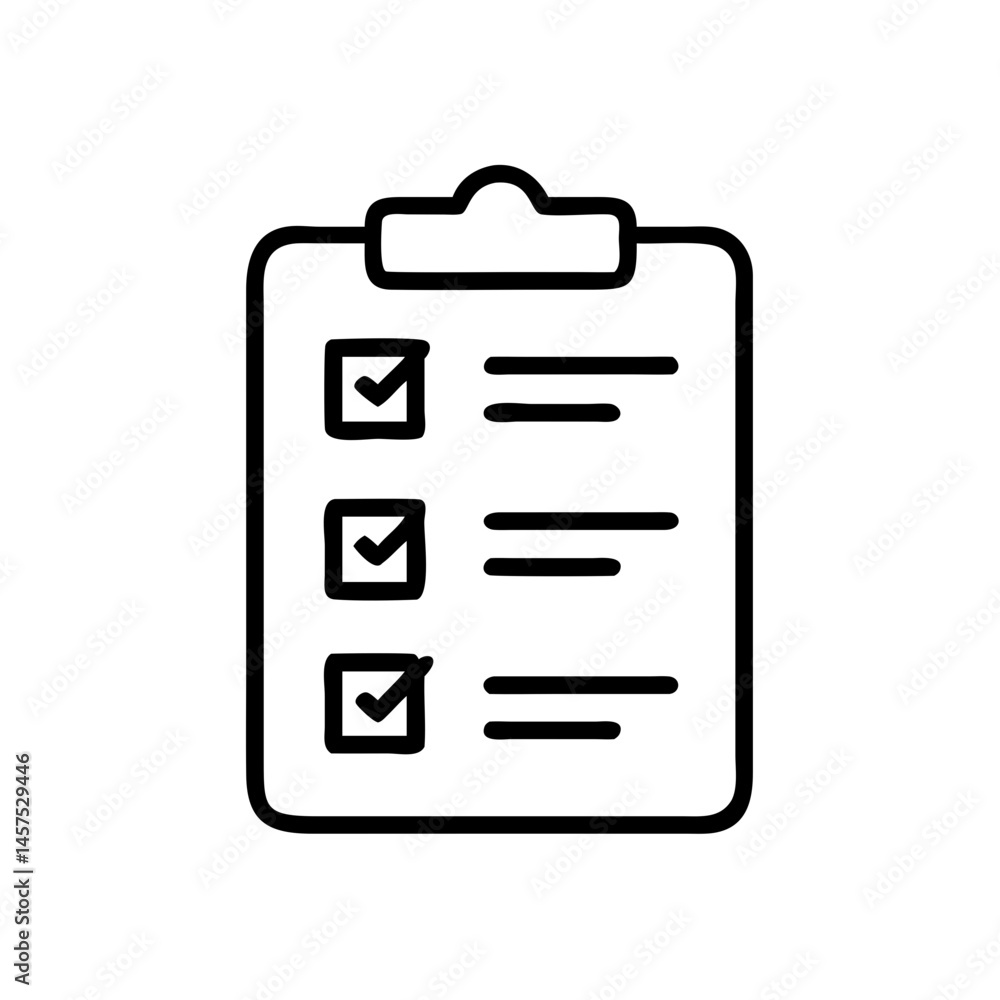 Poster checklist with checked boxes on clipboard