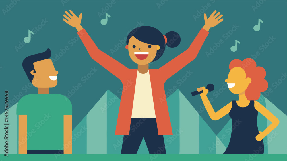 Poster concert experience an extrovert is in the front row dancing and singing along with enthusiasm while 