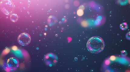 Rainbow soap bubbles on dark background