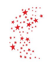 Vector Red Stars in Motion, Flowing Design, Festive Decoration Concept with Copy Space

