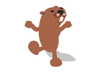 Vector Illustration of a Cheerful Beaver, Cartoon Style, Brown Tones, Fun Animal Character Concept with Copy Space

