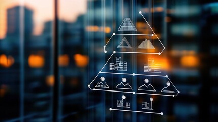 Abstract pyramid chart representing data hierarchy and business structure