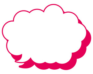 シンプルなカラー線の吹き出し　丸みのある雲形