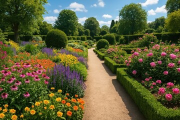 Obraz premium Vibrant garden path flowers