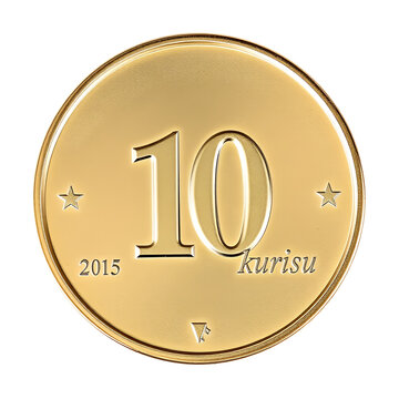 Coin 10 Turkish Kurus, 2015, face isolated on white background