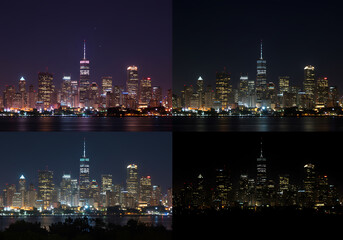 Obraz premium The iconic New York City skyline illuminated at night, showcasing the city's bright lights.