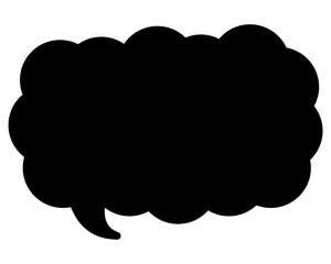 シンプルなカラーの吹き出し　細長い雲形