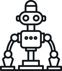 Minimalist Robot Line Drawing with Antenna and Claw Hands