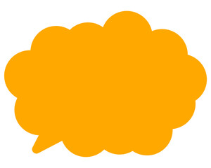 シンプルなカラーの吹き出し　丸みのある雲形