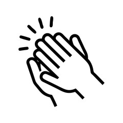 Obraz premium Applause Icon – Two Hands Clapping for Congratulations and Success: Outline icon of two hands clapping, perfect for representing congratulations, group appreciation, and motivational team success.