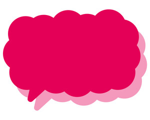 シンプルなカラーの吹き出し　細長い雲形