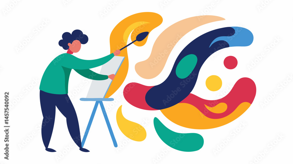 Aufkleber creative expression a person painting on a canvas with colorful swirls and shapes symbolizing the th