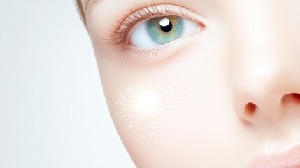 Eye and cheek closeup beauty treatment