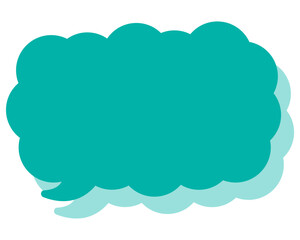 シンプルなカラーの吹き出し　細長い雲形