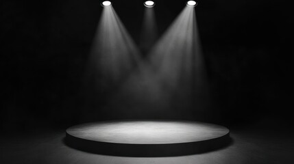 Empty round stage with spotlights