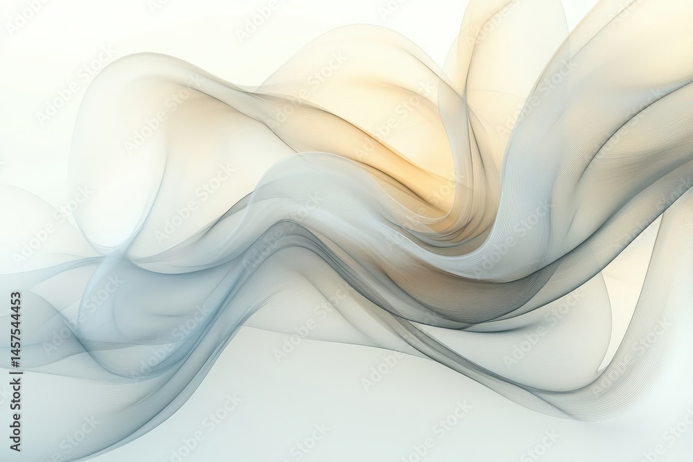 Poster Flowing layers of pastel fabric create a delicate interplay of colors and textures in soft shades of pink and orange during daylight hours