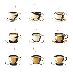 Obraz premium Coffee cup icons set. Vector --v 6.1 --s 750 --raw