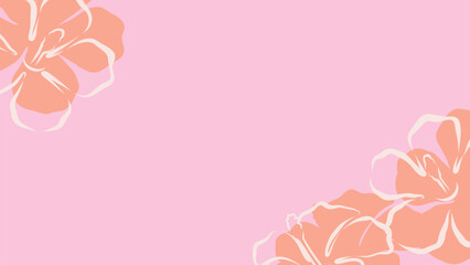 Hand drawn vector hibiscus illustration frame on pink background © YOKO