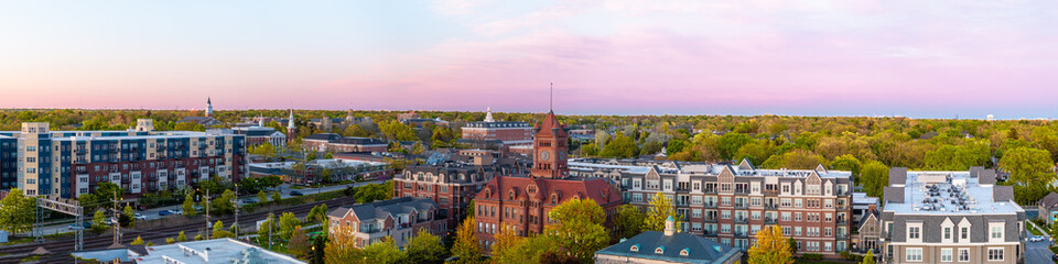Naklejka premium Aerial view of Wheaton, Illinois, May 2025
