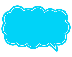 シンプルなカラーの吹き出し　細長い雲形