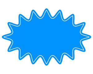 シンプルなカラーの吹き出し　細長い丸みのあるギザギザした形