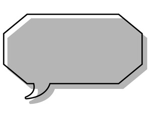 シンプルな線がずれた吹き出し　細長い八角形