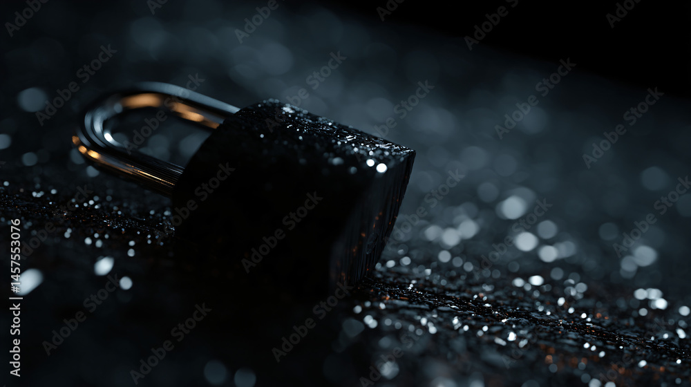 Poster padlock representing datum security and online security