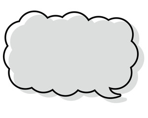 シンプルな線がずれた吹き出し　細長い雲形