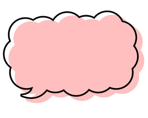 シンプルな線がずれた吹き出し　細長い雲形