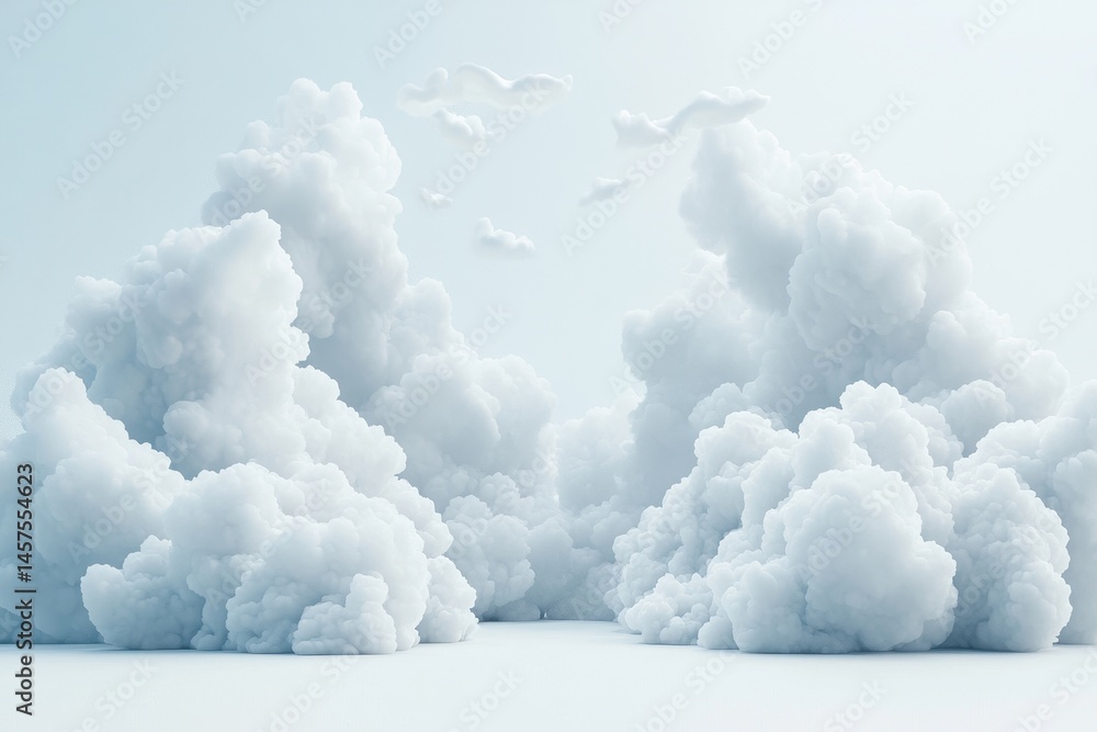 Leinwandbilder Soft clouds billowing in a serene setting, creating a calming atmosphere with gentle light filtering through the fluffy formations