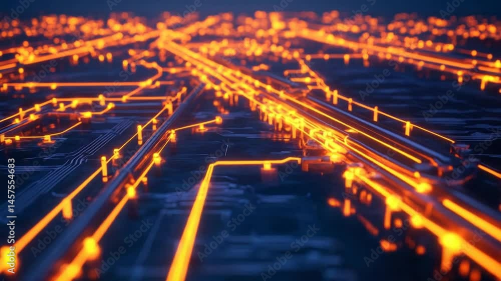 Poster glowing circuit board abstract digital network technology