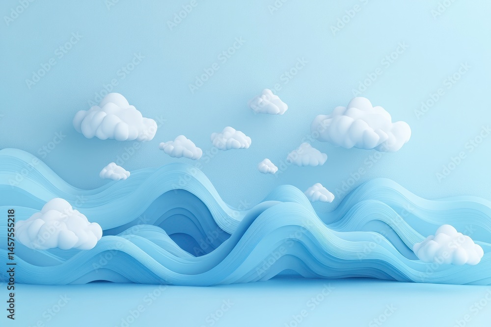 Leinwandbilder Soft clouds billowing in a serene setting, creating a calming atmosphere with gentle light filtering through the fluffy formations