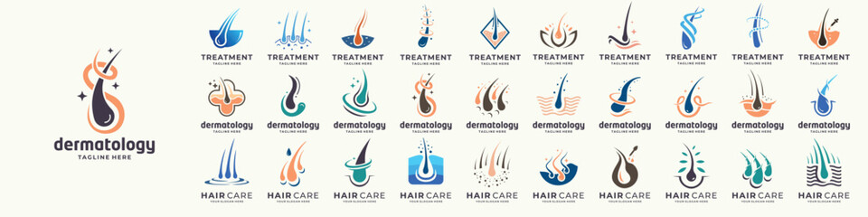 mega collection of abstract Vector hair treatment logo icon vector illustration design inspiration.