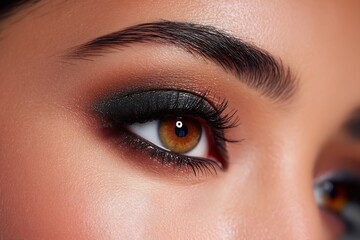 Obraz premium smoky eye makeup close up with smooth blend