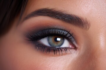 Obraz premium smoky eye makeup close up with smooth blend