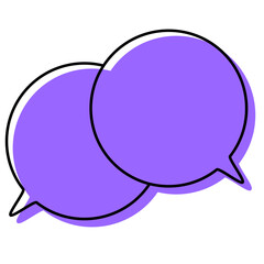 シンプルな線がずれた吹き出し　重なる会話