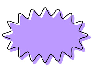 シンプルな線がずれた吹き出し　細長い丸みのあるギザギザした形